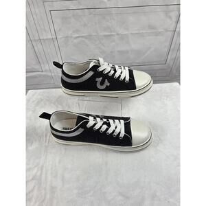 True Religion Addilyn Shoes Sz 8.5 Black & Silver Rhinestone Embellished